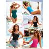 image:imageAmerican Trends One Piece Swimsuit Tummy Control Color Block Slimming Bathing Suit Spaghetti Strap Lace Up Back SwimwearBlack  White