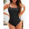 image:imageAmerican Trends One Piece Swimsuit Tummy Control Color Block Slimming Bathing Suit Spaghetti Strap Lace Up Back SwimwearBlack