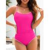 image:imageAmerican Trends One Piece Swimsuit Tummy Control Color Block Slimming Bathing Suit Spaghetti Strap Lace Up Back SwimwearHot Pink