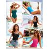 image:imageAmerican Trends One Piece Swimsuit Tummy Control Color Block Slimming Bathing Suit Spaghetti Strap Lace Up Back SwimwearPeacock Green