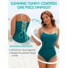 image:imageAmerican Trends One Piece Swimsuit Tummy Control Color Block Slimming Bathing Suit Spaghetti Strap Lace Up Back SwimwearPeacock Green
