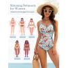 image:imageAmerican Trends Womens One Piece Swimsuit Tummy Control Slimming Bathing Suit Shell Stitch Color Block Cross Back SwimwearBlack  Pink