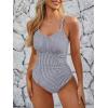 image:imageModest One Piece Swimsuit Women Tummy Control 2026 Long Torso Slimming Bathing Suit Cute Floral Swim SuitsB Blue Stripes