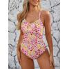 image:imageModest One Piece Swimsuit Women Tummy Control 2026 Long Torso Slimming Bathing Suit Cute Floral Swim SuitsB Hot Pink Floral