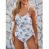 image:imageModest One Piece Swimsuit Women Tummy Control 2026 Long Torso Slimming Bathing Suit Cute Floral Swim SuitsB White Blue Floral