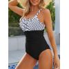 image:imageModest One Piece Swimsuit Women Tummy Control 2026 Long Torso Slimming Bathing Suit Cute Floral Swim SuitsC Black White Slash