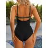 image:imageModest One Piece Swimsuit Women Tummy Control 2026 Long Torso Slimming Bathing Suit Cute Floral Swim SuitsC Green Black Splice