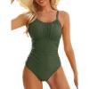 image:imageModest One Piece Swimsuit Women Tummy Control 2026 Long Torso Slimming Bathing Suit Cute Floral Swim SuitsA Army Green