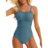 image:imageModest One Piece Swimsuit Women Tummy Control 2026 Long Torso Slimming Bathing Suit Cute Floral Swim SuitsA Blue