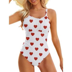 image:imageModest One Piece Swimsuit Women Tummy Control 2026 Long Torso Slimming Bathing Suit Cute Floral Swim SuitsB White Heart