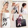 image:imageAmerican Trends Large Silk Scarf With Horsebit Ring Buckle2756 Neck Scarf With Clips Satin Hair Scarves For WomenBlack and White Polka Dots