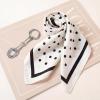 image:imageAmerican Trends Large Silk Scarf With Horsebit Ring Buckle2756 Neck Scarf With Clips Satin Hair Scarves For WomenBlack and White Polka Dots