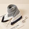 image:imageAmerican Trends Large Silk Scarf With Horsebit Ring Buckle2756 Neck Scarf With Clips Satin Hair Scarves For WomenBlack and White Stripes