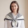 image:imageAmerican Trends Large Silk Scarf With Horsebit Ring Buckle2756 Neck Scarf With Clips Satin Hair Scarves For WomenBlack and White Stripes