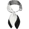 image:imageAmerican Trends Large Silk Scarf With Horsebit Ring Buckle2756 Neck Scarf With Clips Satin Hair Scarves For WomenBlack and White Stripes