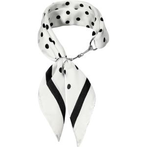 image:imageAmerican Trends Large Silk Scarf With Horsebit Ring Buckle2756 Neck Scarf With Clips Satin Hair Scarves For WomenBlack and White Polka Dots