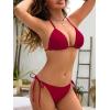 image:imageAmerican Trends Bikini Sets for Women Triangle String Bikini Two Piece Swimsuit Halter Top Bathing SuitRedFloral