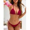 image:imageAmerican Trends Bikini Sets for Women Triangle String Bikini Two Piece Swimsuit Halter Top Bathing SuitRedFloral