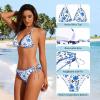 image:imageAmerican Trends Womens String Triangle Bikini Two Piece Bikini Sets for Women Sexy Swimsuit Halter Top Bathing SuitBlue Floral