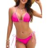 image:imageAmerican Trends Bikini Sets for Women Triangle String Bikini Two Piece Swimsuit Halter Top Bathing SuitLight PinkRose Pink