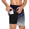 image:imageAmerican Trends Mens Swim Trunks 7 Inch with Compression Liner  Quick Dry UPF 50 Beach Bathing Suit for MenF2 Black Grey Stripes