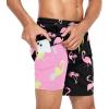 image:imageAmerican Trends Mens Swim Trunks 7 Inch with Compression Liner  Quick Dry UPF 50 Beach Bathing Suit for MenF2 Black Pink Coconut Flamingo