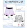 image:imageAmerican Trends Mens Swim Trunks 7 Inch with Compression Liner  Quick Dry UPF 50 Beach Bathing Suit for MenF2 Black Pink Coconut Flamingo