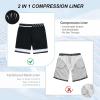 image:imageAmerican Trends Mens Swim Trunks 7 Inch with Compression Liner  Quick Dry UPF 50 Beach Bathing Suit for MenF2 Blue Palm Leaf
