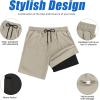 image:imageAmerican Trends Mens Swim Trunks 7 Inch with Compression Liner  Quick Dry UPF 50 Beach Bathing Suit for MenF2 Khaki Green