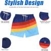 image:imageAmerican Trends Mens Swim Trunks 7 Inch with Compression Liner  Quick Dry UPF 50 Beach Bathing Suit for MenF2 Rainbow Stripes