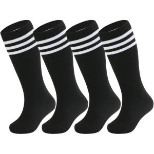 image:imageAmerican Trends 2 Pairs Baseball Soccer Socks Youth Boy Girl Kids Toddler Softball Football Tball Socks Knee High AccessoriesBlack White