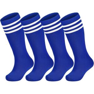 image:imageAmerican Trends 2 Pairs Baseball Soccer Socks Youth Boy Girl Kids Toddler Softball Football Tball Socks Knee High AccessoriesBlue White