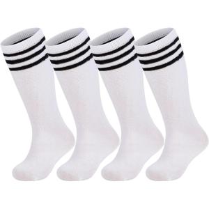 image:imageAmerican Trends 2 Pairs Baseball Soccer Socks Youth Boy Girl Kids Toddler Softball Football Tball Socks Knee High AccessoriesWhite Black