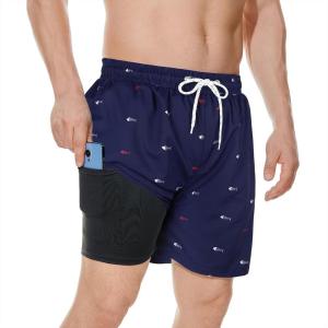 image:imageAmerican Trends Mens Swim Trunk with Liner Quickly Dry Mens Swimsuit Summer Mens Swimwear Board Shorts Fishbone Navy Blue 2XL