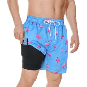 image:imageAmerican Trends Mens Swim Trunk with Liner Quickly Dry Mens Swimsuit Summer Mens Swimwear Board Shorts Flamingo Sky Blue M