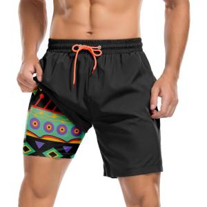 image:imageAmerican Trends Mens Swim Trunks 7 Inch with Compression Liner  Quick Dry UPF 50 Beach Bathing Suit for MenF2 Totem Black