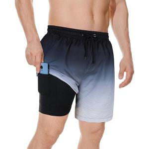 image:imageAmerican Trends Mens Swim Trunk with Liner Quickly Dry Mens Swimsuit Summer Mens Swimwear Board Shorts Stripe Black Ash L