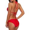 image:imageAmerican Trends Womens String Triangle Halter Bikini Set2 Piece SwimsuitAdjustable TiesRemovable PadsampQuickDry Fabric03 Red