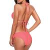 image:imageAmerican Trends Womens String Triangle Halter Bikini Set2 Piece SwimsuitAdjustable TiesRemovable PadsampQuickDry Fabric16 Coral Powder