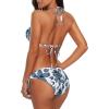 image:imageAmerican Trends Womens String Triangle Halter Bikini Set2 Piece SwimsuitAdjustable TiesRemovable PadsampQuickDry Fabric34 Leaf Print