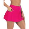 image:imageAmerican Trends Swim Skirts for Women High Waisted Swim Skirts with Pockets Tummy Control Swimsuit BottomsRose Red