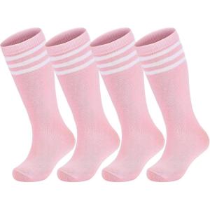 image:imageAmerican Trends 2 Pairs Kids Toddler Baseball Soccer Socks Youth Boy Girl Softball Football Tball Socks Knee High AccessoriesPink White