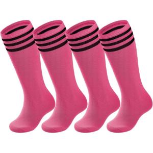 image:imageAmerican Trends 2 Pairs Kids Toddler Baseball Soccer Socks Youth Boy Girl Softball Football Tball Socks Knee High AccessoriesRose Pink Black