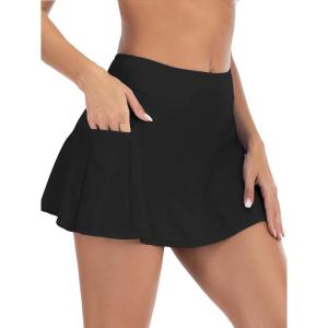 image:imageAmerican Trends Swim Skirts for Women High Waisted Swim Skirts with Pockets Tummy Control Swimsuit BottomsBlack