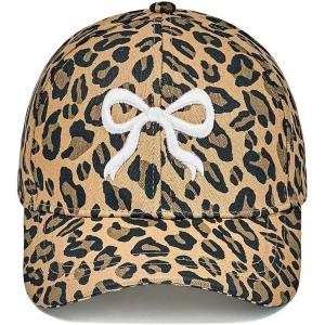 image:imageWomens Baseball Cap Trendy Leopard Print Embroidery Cotton Breathable Adjustable Cap for Outdoor amp GiftingWhite Bow Embroidery