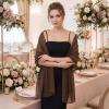 image:imageAmerican Trends Chiffon shawls and wraps for evening dresseslarge shawls for wedding bridal Bridesmaidslong scarf for womenBrown