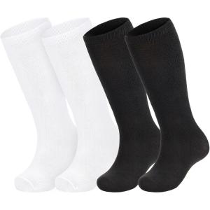 image:imageAmerican Trends 4 Pairs Toddler Soccer Socks Kids Youth Baseball Football Softball Girls Boys Knee High SocksBlack2  White2