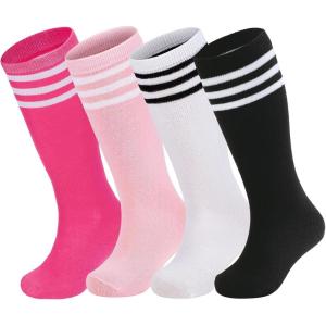 image:imageAmerican Trends 4 Pairs Toddler Soccer Socks Kids Youth Baseball Football Softball Girls Boys Knee High SocksBlackWhite  WhiteBlack  PinkWhite  RoseWhite