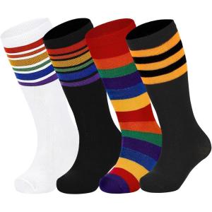 image:imageAmerican Trends 4 Pairs Toddler Soccer Socks Kids Youth Baseball Football Softball Girls Boys Knee High SocksWhiteRainbow  BlackRainbow  Rainbow  BlackOrange