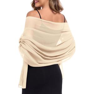 image:imageAmerican Trends Chiffon shawls and wraps for evening dresseslarge shawls for wedding bridal Bridesmaidslong scarf for womenBeige